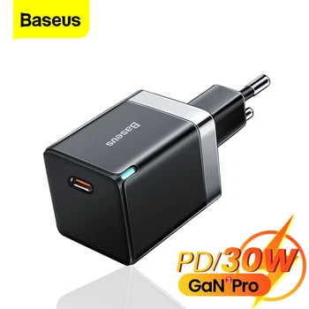 Baseus GaN USB de Type C Chargeur PD 30W de Charge Rapide de Chargeur Pour iPhone 14 13 Pro Xiaomi Samsung USBC Téléphone Portable Adaptateur de Charge