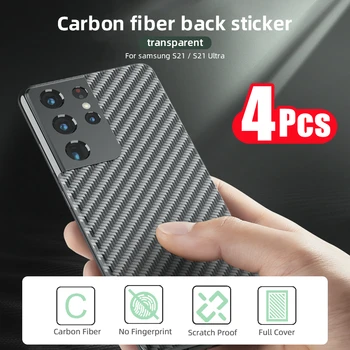4Pcs/lot 3D en Arrière en Fibre de Carbone Film Pour Samsung S22 Ultra S22 S22+ 5G Mat Protecteur d'Écran Pour Galaxy S 22Ultra Arrière Film
