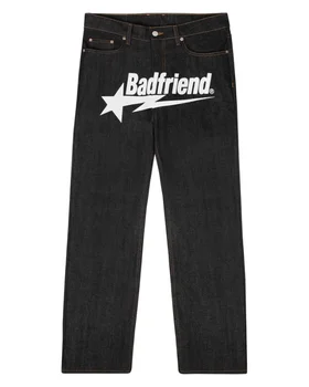 Y2k Jeans Hip Hop Badfriend Lettre De L'Impression Baggy Pantalon Noir 2023 Nouveau Harajuku Fashion Punk Rock Pied Large Pantalon Streetwear