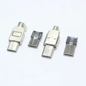1/5/10set Micro USB 5 BROCHES Type de Soudage prise Mâle de Connecteur de Chargeur d'USB 5P Queue de prise de Charge 3 en 1 Parties Métalliques