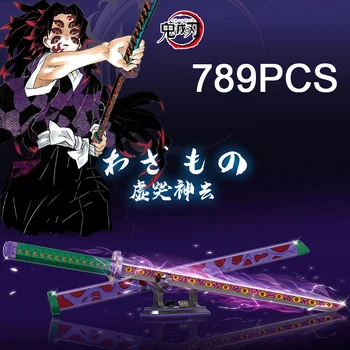 789PCS Anime Tueur de Démon Kokushibo Ninja Épée Blocs de Construction de la Lame de Katana Couteau Assemblée Arme de Briques de Jouets Pour Garçon Enfants Cadeau