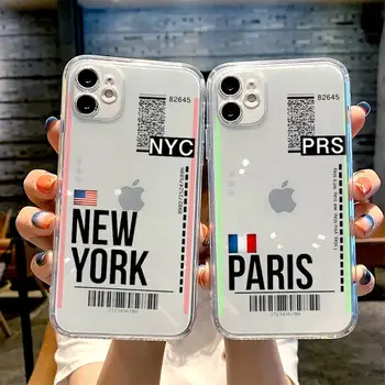 L'Air chaud Billet de Voyage de New York Londres Paris Tokyo Étiquette de Téléphone pour l'iPhone 11 12 13 14 Pro Mini Max 7 8 Plus X XSMax XR Couverture