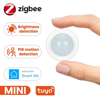Tuya Zigbee 3.0 Mini de Mouvement PIR Mouvement Détecteur de Corps Humain avec une Luminosité, Capteur de Luminance Lux Mètre Alarme de Sécurité à Domicile