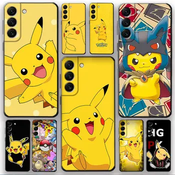 Pokemon Pikachu Shell case pour Samsung Galaxy S8 S10 S21 S7 S10e S22 Ultra 5G S21 Plus S20 FE S9 S10Plus Noir Couverture Souple