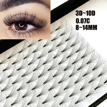 12 Lignes 3D~10D russe Premade Volume de Fans de Cils Extension C Curl 0.07 Chaleur d'Épaisseur Collé Cils Maquillage Outils
