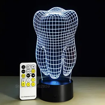 Les dents de Type 3D Led Lampe Dentaire Créatif Cadeau Coloré 3D Dent Gradient de Lumière de la Clinique Dentaire de l'Illustration Artware Nuit Dentaire Montre