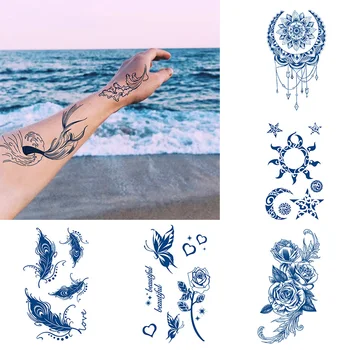 Semi-permanent Étanche tatouage Temporaire Soleil, Étoiles, Lune Tatouage d'Art de Corps Autocollant Plein de Faux Tatoo Femmes Hommes