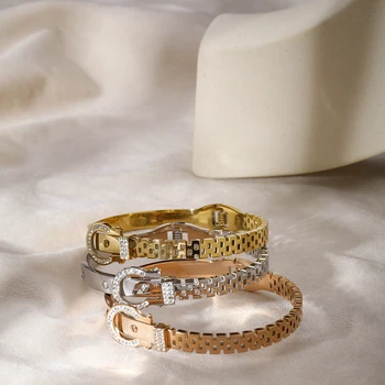 PAXA les Femmes de Luxe en Acier Inoxydable Cristal de Bracelet pour les Femmes Élégantes de Conception de Manchette de Bracelet de Nouveaux Bijoux de Mariage Accessoires de Fête
