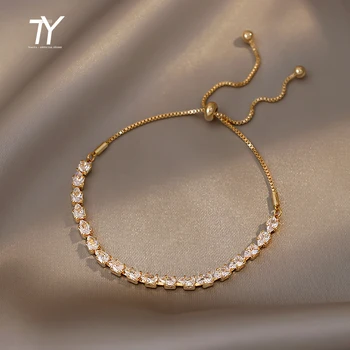 Luxe Premium Zircon de Traction Réglable Bracelets de Charme Pour la Femme 2022-coréen de la Mode des Bijoux de la Fête de Mariage de la jeune Fille Simple Bracelet