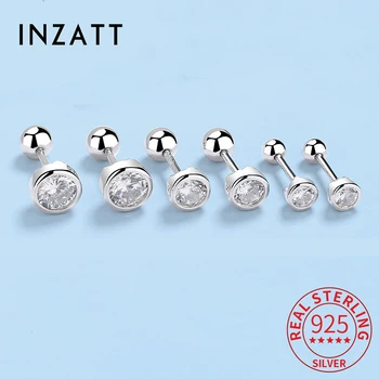 INZATT Véritable Argent Sterling 925 Zircon Tour de Vis de Perle Stud Boucles d'oreilles Pour les Femmes Bijoux Minimaliste Accessoires