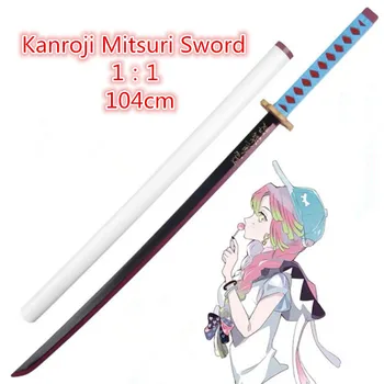 104cm Arme Démon Slayer Sword Kimetsu no Yaiba Kanroji Mitsuri Sowrd Cosplay 1:1 de l'Anime Ninja Couteau PU Prop Modèle de Décor