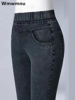 Vintage Skinny Crayon Longueur de la Cheville Jeans Femmes Haute Wasit Grande Taille 34 Denim Stretch Pantalon de Maman Leggings Vaqueros Slim Pantalon