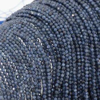 Naturel Saphir Facetté Ronde Perles de 2mm
