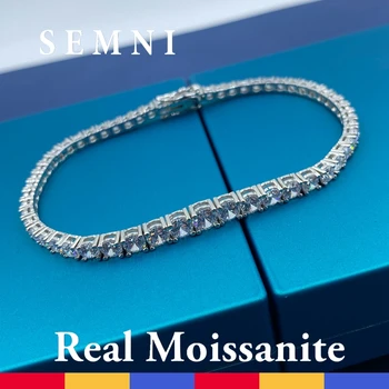 SEMNI 5mm 3mm--Gradient de Moissanite Bracelet de Tennis de Diamant pour les Femmes, les Hommes 925 Argent Sterling Bracelet de Luxe de l'Éclat de Diamant GRA