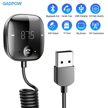 Gadpow Transmetteur FM Bluetooth Voiture Bluetooth Émetteur et le Récepteur Mains-Libres de Voiture Bluetooth Adaptateur Audio Lecteur Mp3