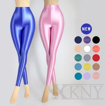 XCKNY nouvelle couleur S-3XL satin brillant opaque leggless pantalons collants sexy mince à haute Élasticité soyeux yoga natation sport pantalon brillant