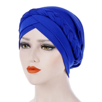 La bohême Style Femmes Turban Chapeau de Mode Tresse Noeud Lady Foulard Hijab Musulman Intérieure Hijab pour les Femmes des Accessoires de Cheveux la Perte de Cheveux