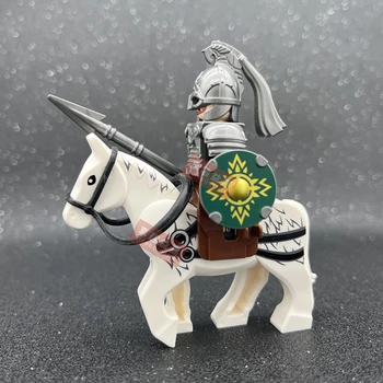 MOC Soldats Romains Lancer Archer Médiéval de Rohan, Chevalier de l'Action Avec le Cheval de Bloc de Construction, les Jouets des Enfants Assis À Monter des Forces Militaires