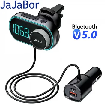 JaJaBor Transmetteur FM USB QC3.0 PD Charge Rapide 3,5 mm AUX Récepteur Lecteur MP3 kit mains libres Bluetooth 5.0 Kit de Voiture Modulateur FM