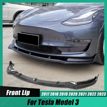 Pare-chocs avant à Lèvres Menton Noir Brillant Kit Carrosserie Spoiler Diffuseur Répartiteur de Tuning de Voiture d'ABS Accessoires Pour la Tesla Model 3 2017-2023