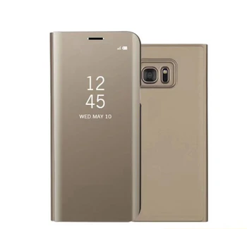 De luxe, Miroir vision Claire de Cas pour Samsung Galaxy S6 Edge Plus S6 S7 Bord S7 Note 5 Couverture de Téléphone de Placage de la Base de support Vertical