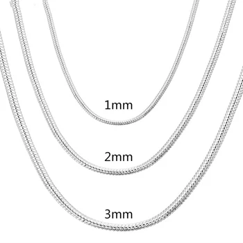 45-60cm Argent Sterling 925 de 1 mm/2MM/3MM solid Snake de la Chaîne de Collier Pour les Hommes les Femmes de Bijoux de Mode pour pendentif livraison gratuite