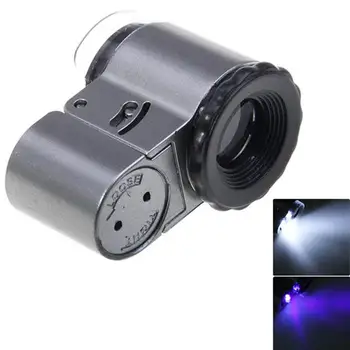 50X Poche de Bijoux Microscope Loupe Loupe Loupe avec 2 LED Blanche Feux et 1 UV de Lumière de LED