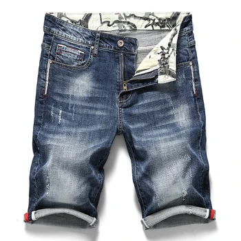 2022 Nouveaux Hommes Extensible Short Jeans de la Mode Décontractée Slim Fit de Haute Qualité Élastique Denim Shorts Hommes de la Marque de Vêtements d'Été