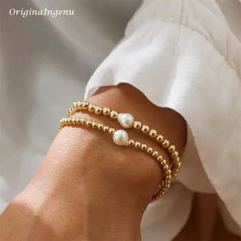 Or 14K Rempli de Perles de Bracelet de Ternir Résistant à Bijoux Bohème Bracelets de Perle d'eau Douce Bracelet de Demoiselle d'honneur de Cadeau de Bracelet d'Or