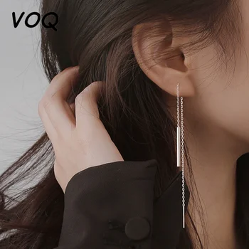 VOQ Géométrique de l'Oreille Bâton de Boucles d'oreilles pour les Femmes au Tempérament de Longues Oreilles boucle d'Oreille Line 2021 la Mode de Couleur Argent Bijoux