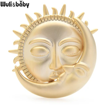 Wuli&baby Sun Kiss Lune des Broches Femmes Unisexe 2-couleur Mignon Planètes Amant Party de Bureau Broche Broches Cadeaux