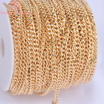 (4624)2 Mètres de Chaîne de Lien 4x5MM Or 24K Couleur Laiton Collier de Chaînes de chaînes de Bracelet Diy Conclusions de Bijoux Accessoires de Gros