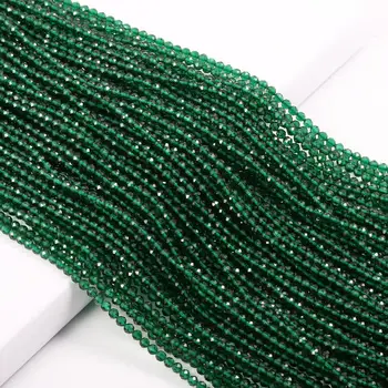 Pierre naturelle Perles en Petite section de Perles d'Émeraudes 2 à 3 mm en Vrac perles pour la Fabrication de Bijoux DIY Bracelet Collier longueur 38cm