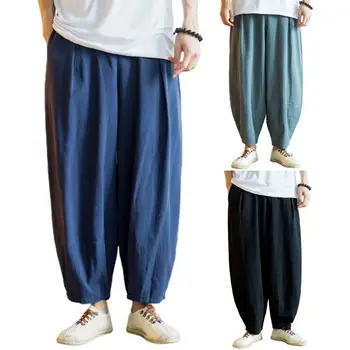 Les hommes Sarouel en Molleton pour les Sports des Hommes Élastique à la Taille Pleine longueur Harem Pantalon Hommes Japonais pantalons de Survêtement Hommes Pantalon Streetwear