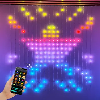 Smart Led Rideau de Lumière Bluetooth Application de Synchronisation de Musique DIY Affichage de la Photo de Chaîne de Texte RVB Coloré Éclairage de Paysage Decorat
