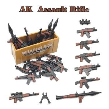 31PCS AK Fusils d'Assaut Camouflage Armes Arme Militaire Soldat Figure WW2 Modèle de Bloc de Construction en Brique Playmobil Enfants Enfant Jouet