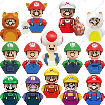 Anime Dessin Animé Peach De Bowser Luigi Super Mario Bros Mini Figurines D'Action Blocs De Construction Assembler Des Briques De Modèle Aux Enfants Des Jouets Cadeaux