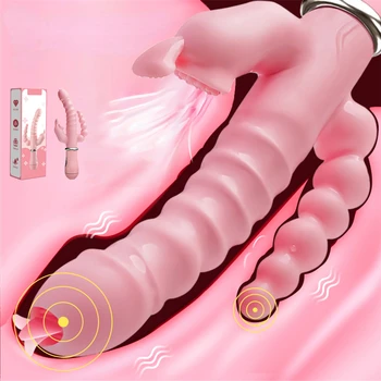 3 En 1 Gode Rabbit Vibromasseur Étanche USB Magnétique Rechargeable Anal Clitoris Vibromasseur Sex Toys pour les Femmes, les Couples Sex-Shop