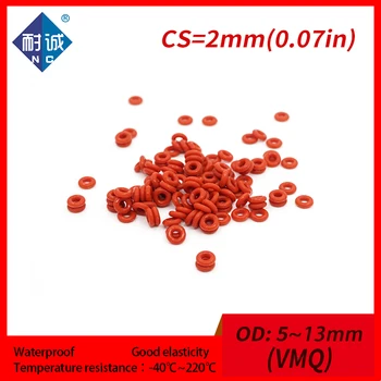 5PCS/lot Rouge Silicone joint torique en caoutchouc VMQ CS 2mm OD5/6/7/8/9/10/11/12/13mm joint torique Joint joint Silicone imperméable à l'eau de gel de Silice