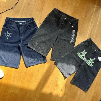 L'Été De La Mode Casual Y2k Hip Hop Denim Shorts 2023 Nouveau Harajuku Punk Rock Gym Hommes Shorts Vintage Lâche Genou Longueur Pantalon Plage