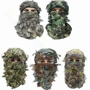 Outdoor Camouflage Masque Chapeau Masque Visage Camouflage Feuilles de Paintball Camouflage Masque Visage Chapellerie Masques Camo Chapeaux 3D Feuille Chapeau