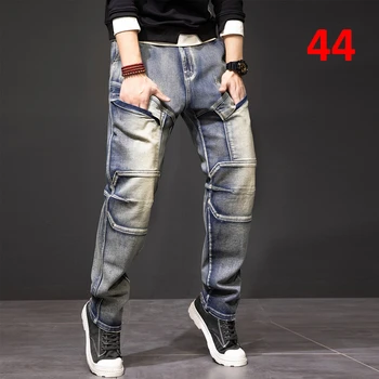 Vintage Punk Jeans Hommes Plus Taille 40 44 Denim Pantalon De La Mode Streetwear Jeans Cargo Pants Plus Taille 40 44 Pantalon Masculin Fond
