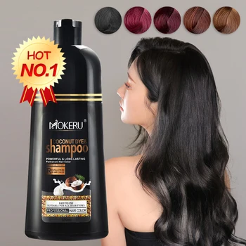 500ml Mokeru Huile de noix de Coco Noir des Cheveux, Shampooing des Cheveux Teinture de Cheveux de Couverture en Couleur Gris Couleur des Cheveux d'Un Noir de Botanique à base de plantes de la Couleur des Cheveux