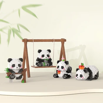 2023 Mini Animaux Kawaii Panda Mignon Micro Blocs de Construction de Modèle de Briques Figure Une Boîte de Trois Assemblée Jeux Jouets pour les enfants des Cadeaux