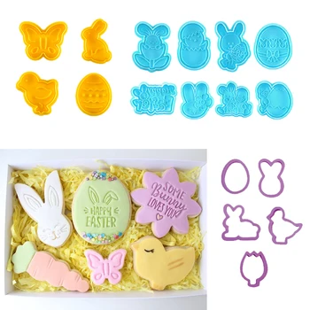 1Set de Pâques en Plastique de qualité Alimentaire Cookie Moule Animal emporte-pièce 3D Cartoon Lapin Moules de Cuisson Outils Partie Cupcake Fournitures BRICOLAGE