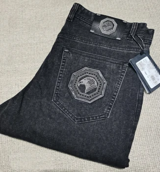 Le MILLIARDAIRE OECHSLI Jeans en coton épais hommes 2024 automne hiver élastique de la mode broderie de grande taille 30-40 gentleman pantalons