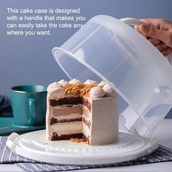 10 Pouces Gâteau d'Anniversaire Boîte de Rangement avec Poignée Portable ordinateur de Poche Gâteaux Transporteur Dessert Cas de Conteneurs Accessoires