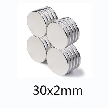 3/5/10pcs 30x2 mm de Recherche de plus grand Diamètre de l'Aimant 30 mm*2 mm en Vrac Ronde Magnétique 30*2mm de Disque de Néodyme Aimants circulaires 30x2mm